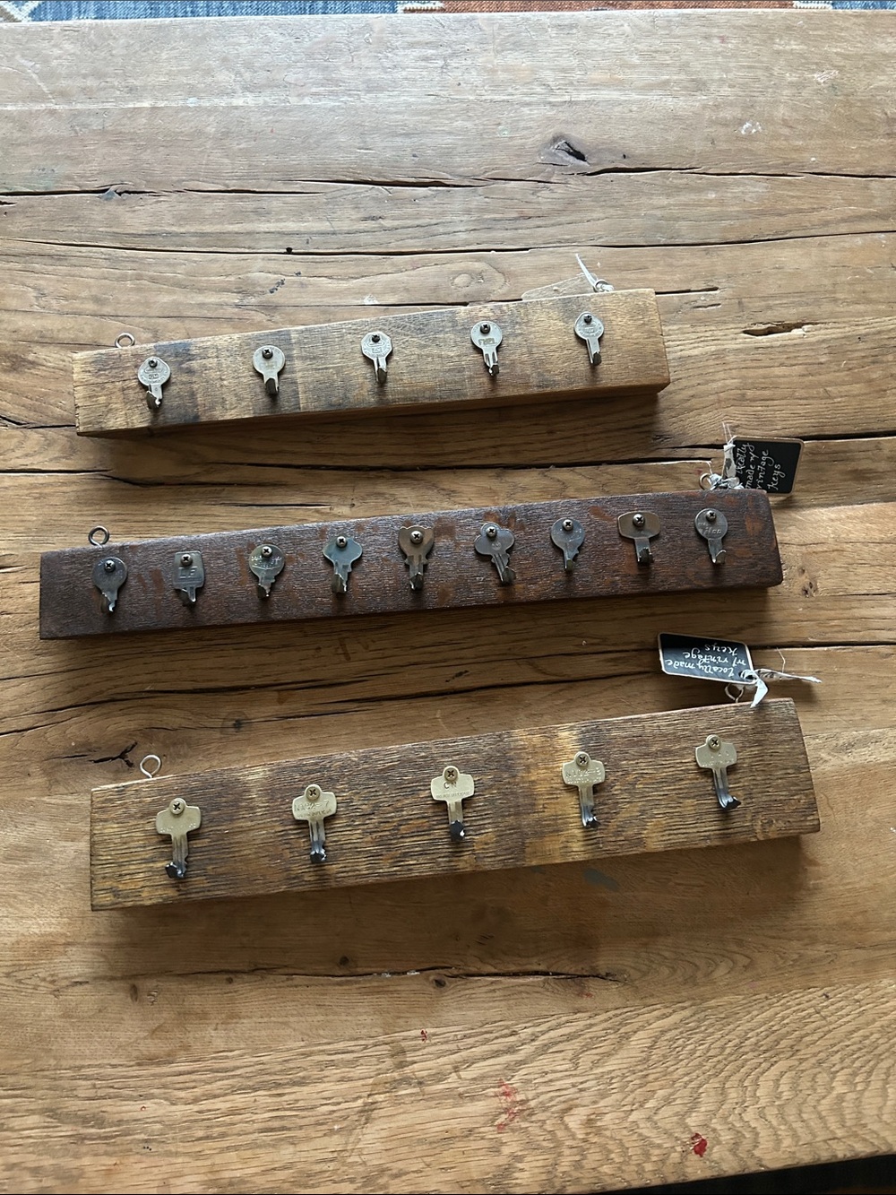 Rustic Wood Key Rack Wall Decor - Brown car keys vintage wine barrel gifts men